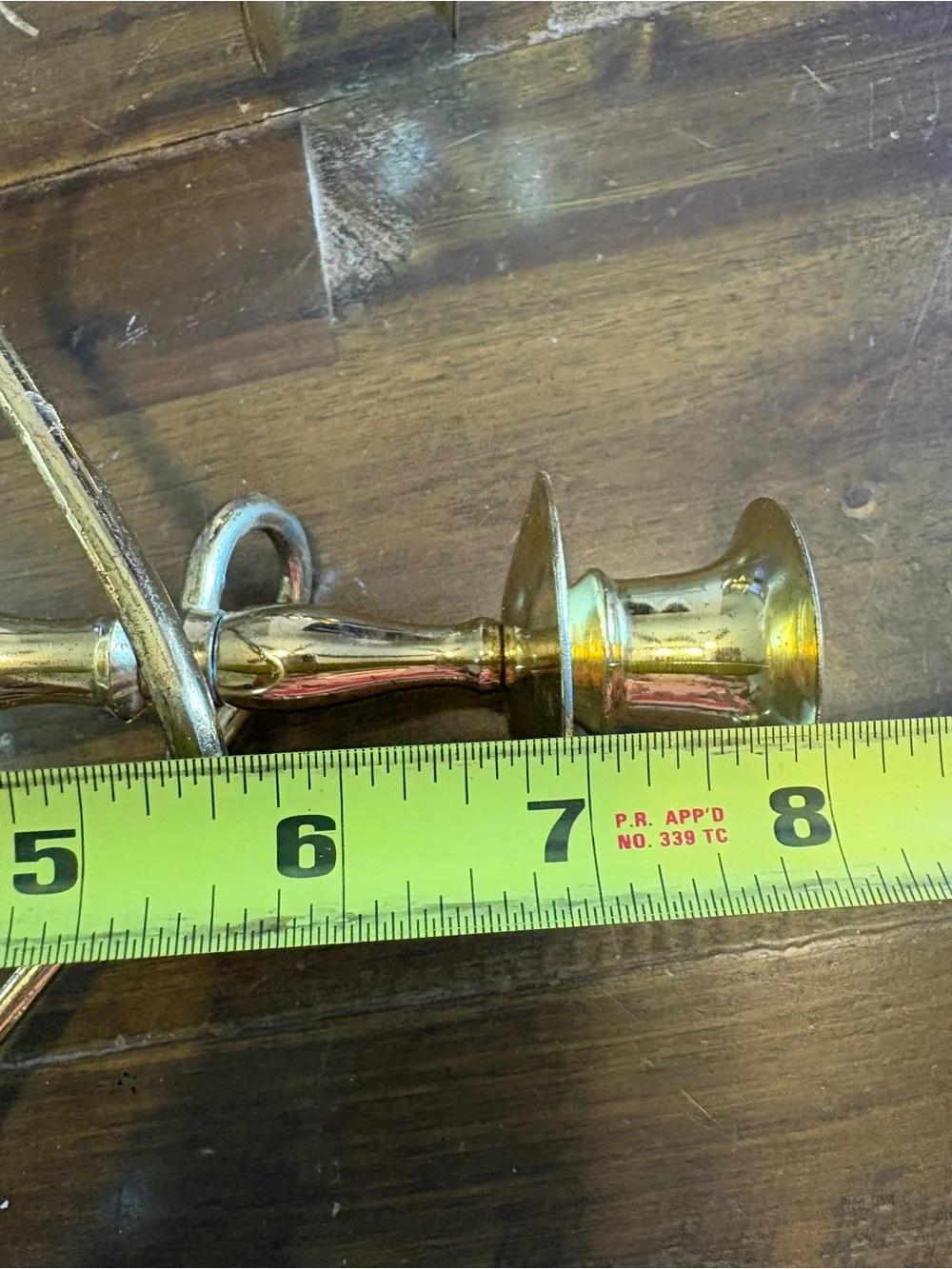 Vintage Teleflora 3 Arm Knotted Brass Gold Pressed Glass Candelabra Centerpiece